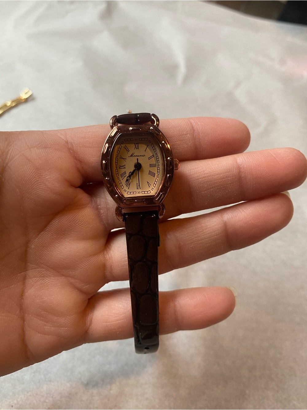 3 piece - Women's Brown Leather Strap Watch - Brown Dial